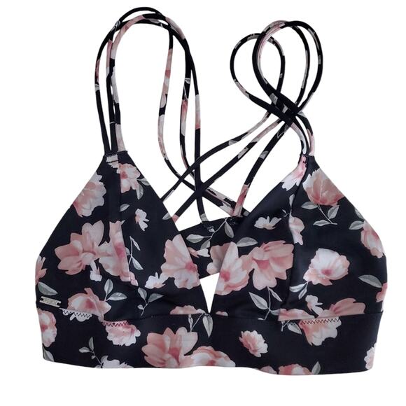 PINK VS | Floral Strappy Back Deep V Bralette - Picture 2 of 8